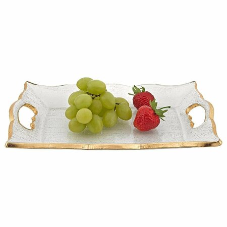 TARIFA 7 x 11 Hand Decorated Scalloped Edge Gold Leaf Vanity or Snack Tray with Cut Out Handles TA3094049